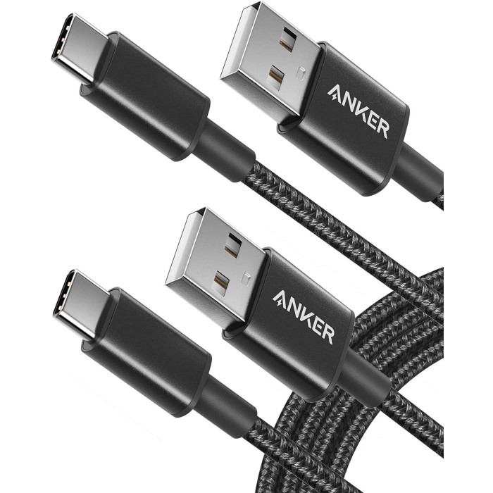 USB C Cable, Anker [2-Pack, 6 ft] Type C Charger Premium Nylon USB Cable , USB A to Type C Charging Cable Fast Charge (Black)